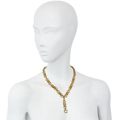 Antique gold fancy-link locket chain
