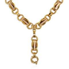 Antique gold fancy-link locket chain