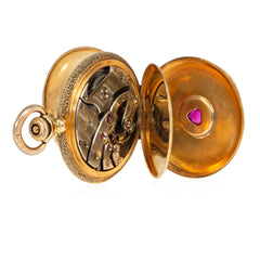Agassiz Geneva Antique ruby heart pocket watch pendant