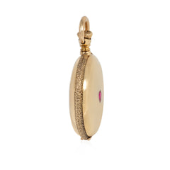 Agassiz Geneva Antique ruby heart pocket watch pendant