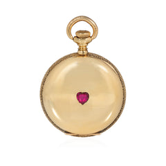 Agassiz Geneva Antique ruby heart pocket watch pendant