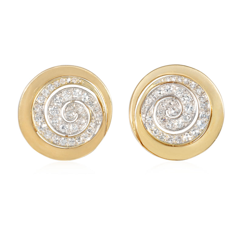 Herbert Rosenthal gold and diamond swirl earrings