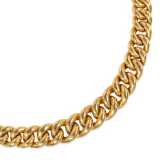 French graduated gold curblink chain necklace