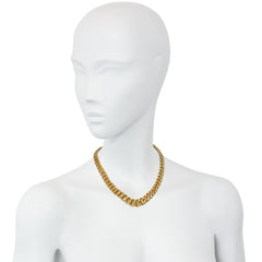 French graduated gold curblink chain necklace