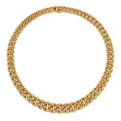 French graduated gold curblink chain necklace