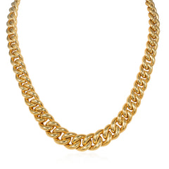 French graduated gold curblink chain necklace
