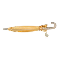 Retro two color gold and diamond umbrella pin