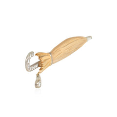 Retro two color gold and diamond umbrella pin
