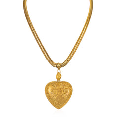 Victorian Pinchbeck heart locket necklace