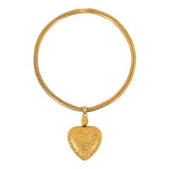 Victorian Pinchbeck heart locket necklace