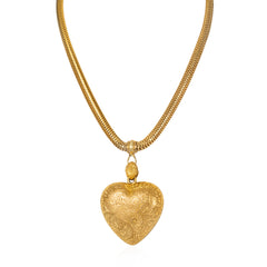 Victorian Pinchbeck heart locket necklace