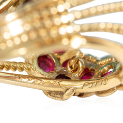 Mid-Century Marchak France aquamarine and ruby statement ring