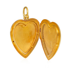 Art Nouveau heart locket with floral enamel decoration