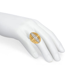 Gold and diamond ribbed cocktail ring