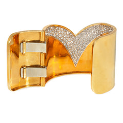 Cartier Gold and Diamond Chevron Cuff