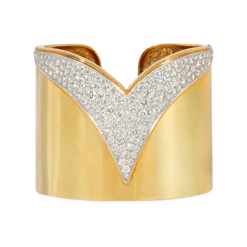 Cartier Gold and Diamond Chevron Cuff