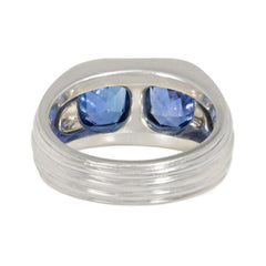 Retro two-stone Ceylon sapphire ring
