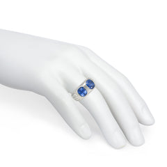Retro two-stone Ceylon sapphire ring