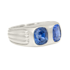 Retro two-stone Ceylon sapphire ring