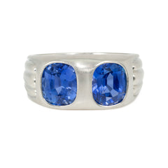 Retro two-stone Ceylon sapphire ring