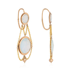 Antique gold and opaline glass earrings