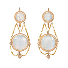 Antique gold and opaline glass earrings