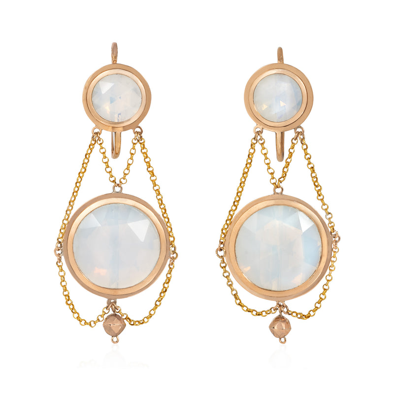 Antique gold and opaline glass earrings