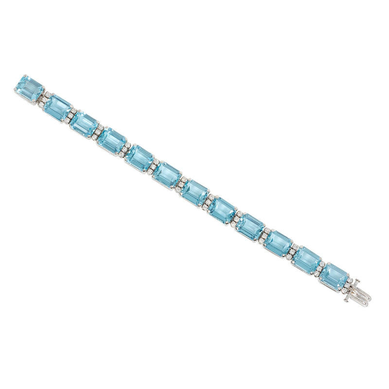 Retro aquamarine and diamond bracelet