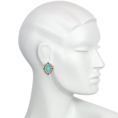 Mid-Century turquoise and multi-gem earrings
