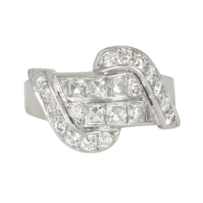 Retro French-cut diamond cocktail ring