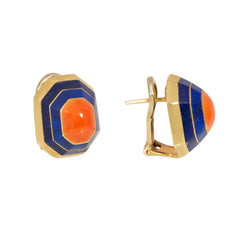 Russian, Italian lapis and coral earring