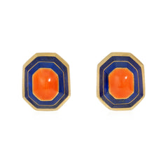 Russian, Italian lapis and coral earring