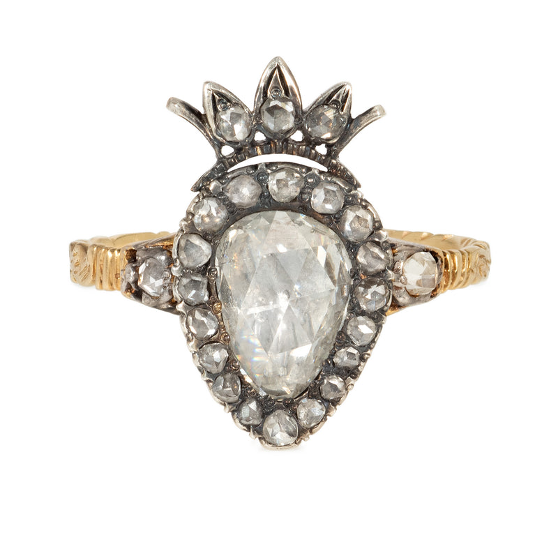 Antique Crowned heart ring