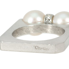 Cartier platinum, pearl and diamond spinner ring