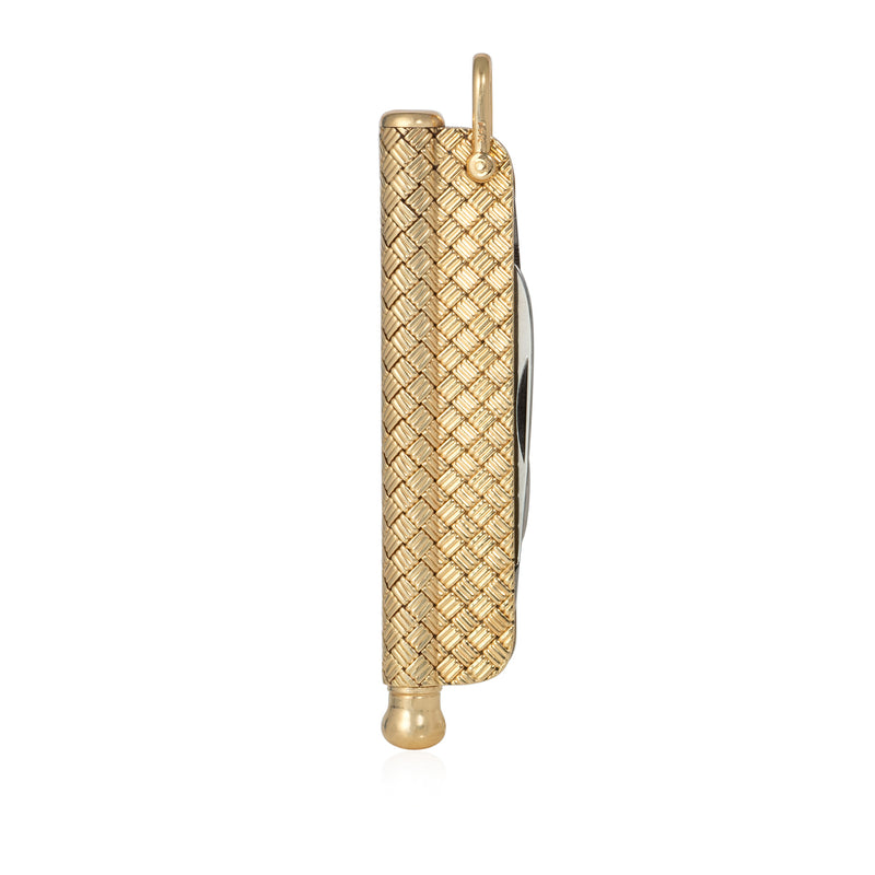 Tiffany Retro gold basket weave pen and knife pendant