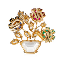 Mid-Century interchangeable multi-gem brooch and earrings set