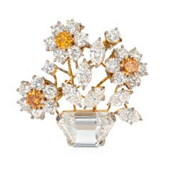 Mid-Century interchangeable multi-gem brooch and earrings set