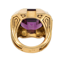 Cristofol Paris Art Moderne amethyst and gold cocktail ring
