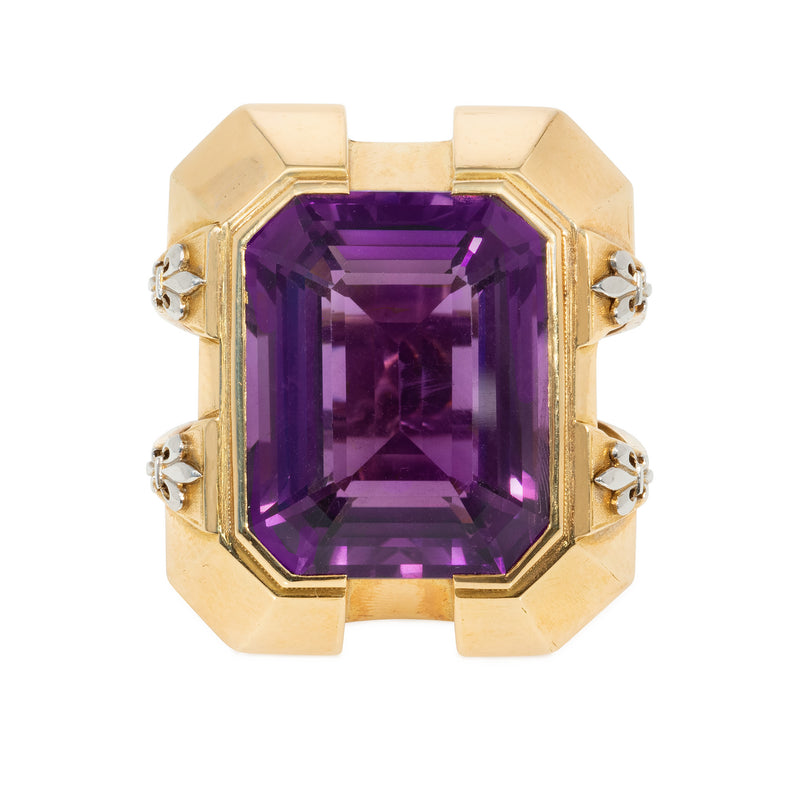 Cristofol Paris Art Moderne amethyst and gold cocktail ring