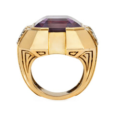 Cristofol Paris Art Moderne amethyst and gold cocktail ring