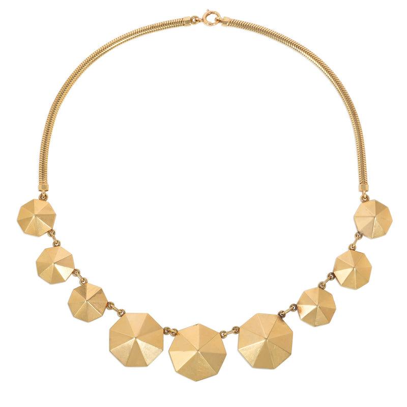 Retro hexagonal plaque necklace