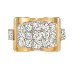 Retro French geometric diamond cocktail ring