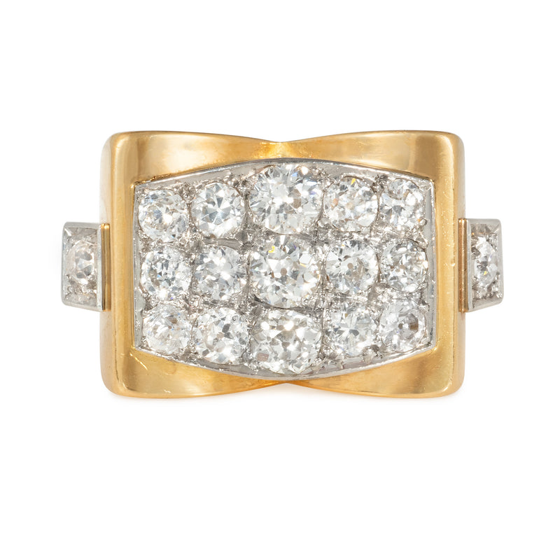Retro French geometric diamond cocktail ring