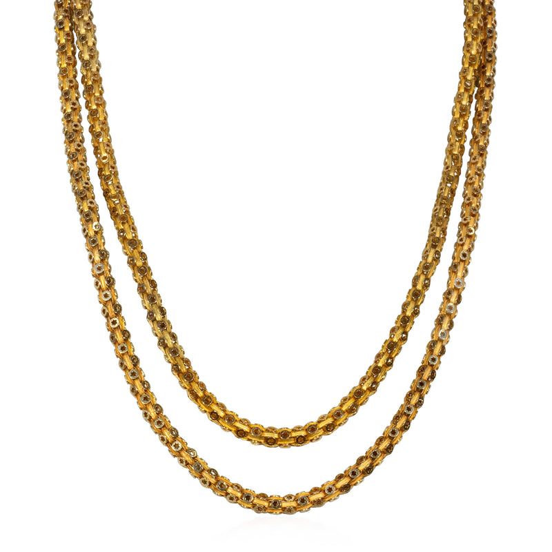 Antique gold star motif long guard chain