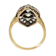 Antique diamond and gold marquise-shaped ring