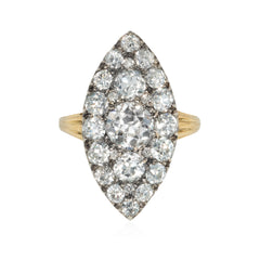 Antique diamond and gold marquise-shaped ring