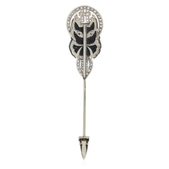 Art Deco Lacloche Frères onyx and diamond cat jabot pin