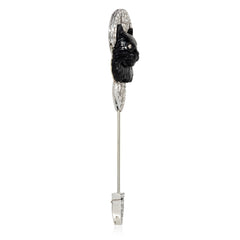 Art Deco Lacloche Frères onyx and diamond cat jabot pin