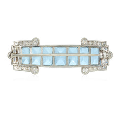 Cartier Art Deco diamond and aquamarine brooch
