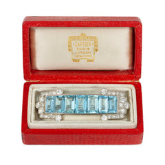 Cartier Art Deco diamond and aquamarine brooch